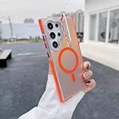 magnetiskt trådlöst laddningsfodral lämplig för Samsung Galaxy S25 S24 S22 S23 Ultra S23 FE Plus linshållare, orange, För Samsung S22