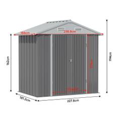 【Breeins】6 x 8 FT outdoor metal storage shed with floor frame base, galvanized steel garden shed