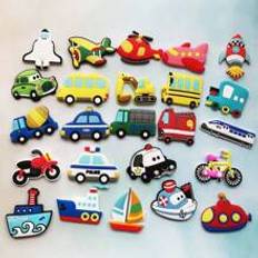 6pcs Randomly Assorted Soft Rubber Magnet Fridge Sticker With Car Design & Creative Alphabet Magnetic Mini Sticker