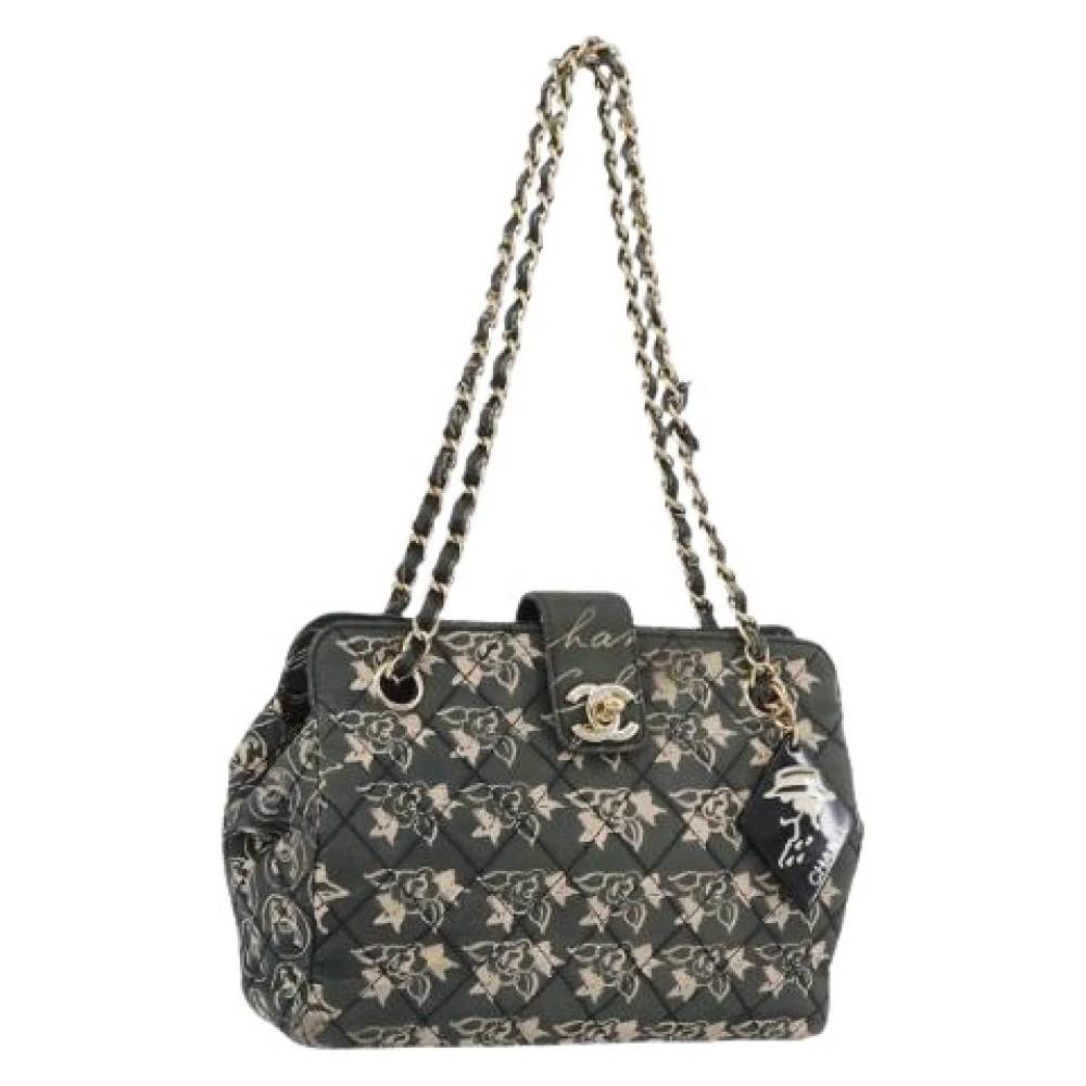 Chanel Vintage Pre-owned Vintage Nylon Skuldertaske - Vintage - Dame - Grøn - ONE SIZE - Uld