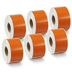 BETCKEY – 6 rullar orange adressetiketter (stor) kompatibel med DYMO 99012(S0722400), 36 mm x 89 mm, 1 560 färgade etiketter för LabelWriter 450, 4XL passar inte 550 eller 5XL