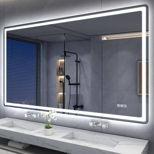 S'bagno 140x80cm Rahmenloser Bluetooth Badezimmerspiegel-mit-Beleuchtung