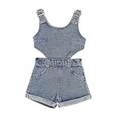 OBiQuzz Flickoverall barn europeisk och amerikansk stil ärmlös denim overall shorts fodrad regnjacka barn, GRÅ, 2-3 år