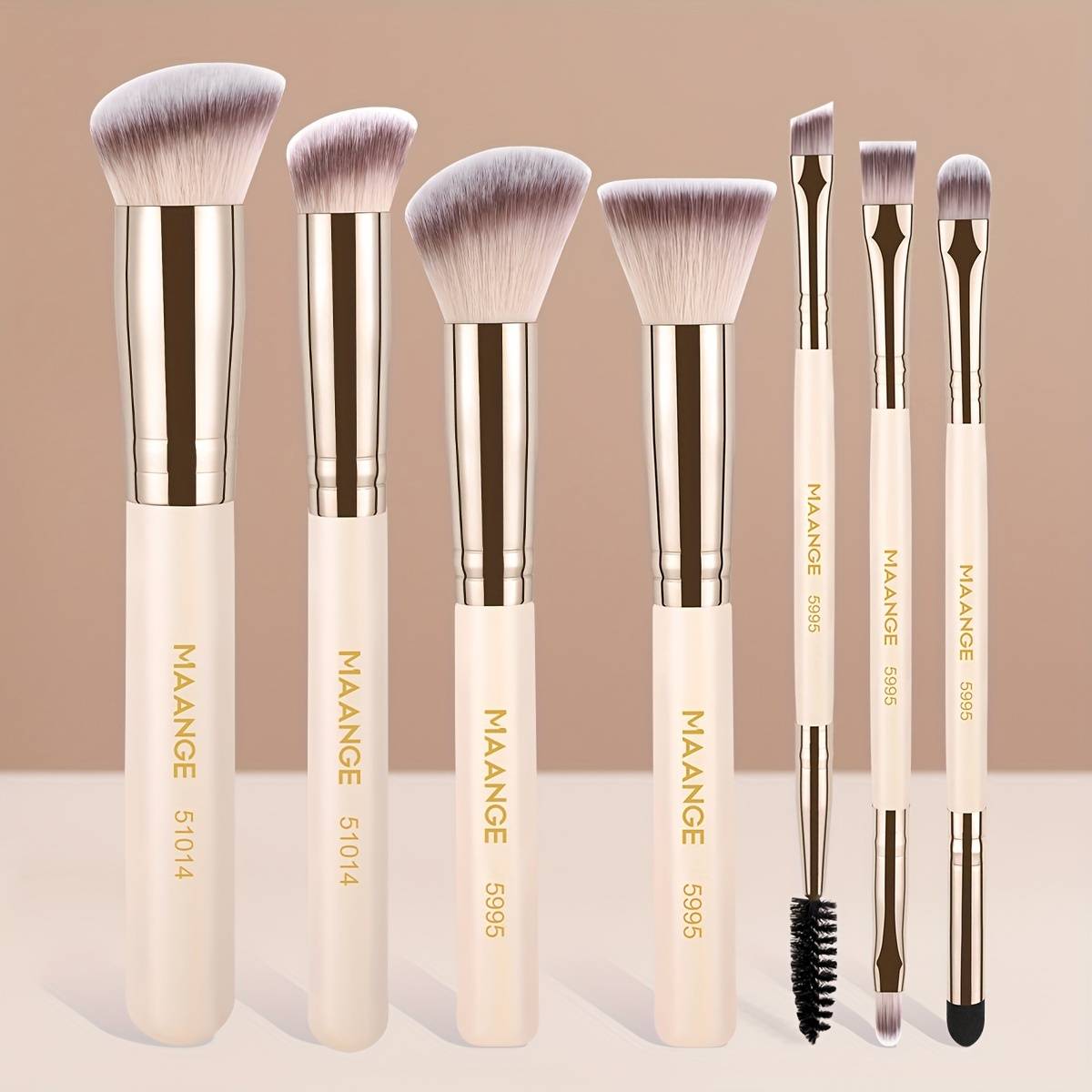 Maange 7pcs Makeup Brush Set, Foundation Brush, Blush Brush, Concealer Brush, Eye Shadow Brush, Daily Use, Suitable For Beginners, Gift For Ladies, Soft Bristles
