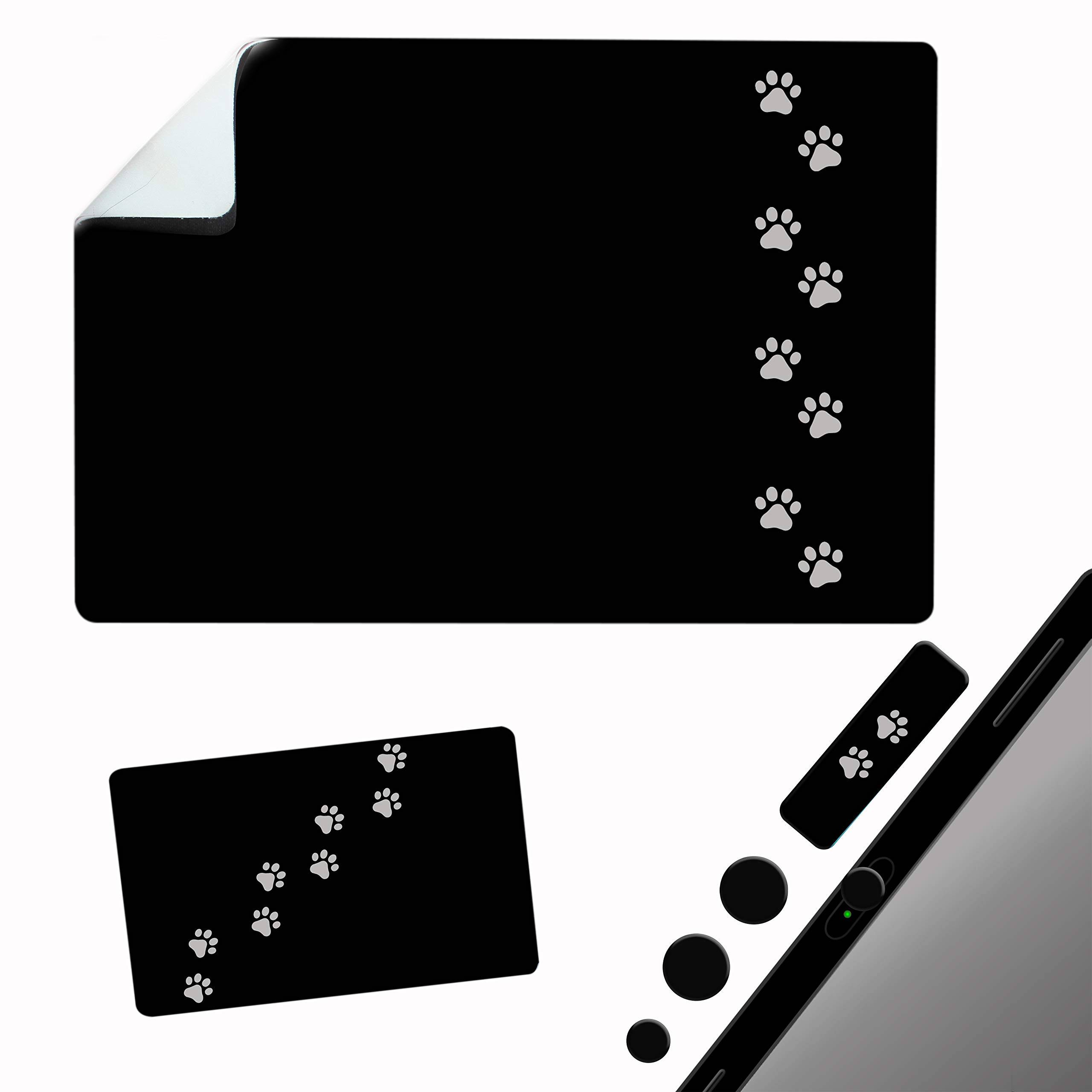 Mouse Pad with Adhesive Underside Sticks to Any Surface Portable Includes Webcam Cover and Screen Cleaner - - -
