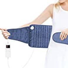 ZWOOS Värmekudde 120 x 30 cm, elektrisk värmefilt med automatisk avstängning och överhettningsskydd | 6 temperaturnivåer | 4 tidsinställningar | för nacke axel rygg fötter maskintvättbar (blå)