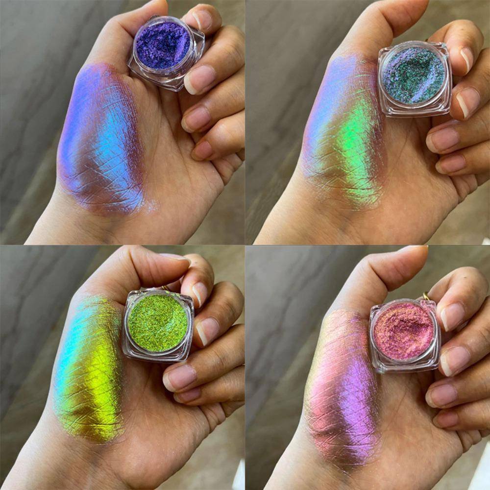 Multikrom Kameleon Ögonskuggspuder Nagelglitter Aurora Neon Regnbåge Pigment Krompuder Iridescent Ögonskugga Nageldekorationer