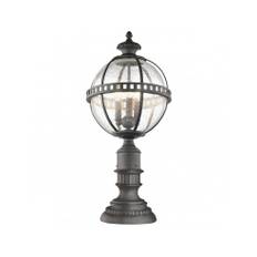 HALLERON Udendørs sokkellampe i aluminium og glas H69,6 cm 3 x E14 - Antik bronze/Klar med dråbeeffekt
