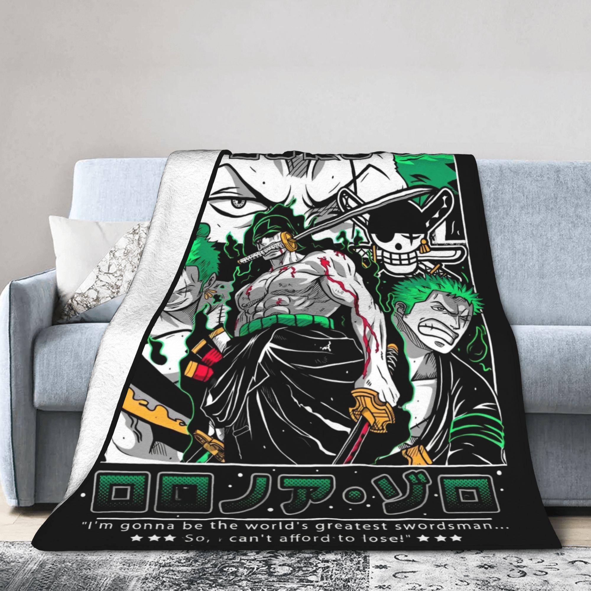 Luffy Anime Manga Korallfleece Plysch Pläd Filt Zoro Filt för Hemmet Soffa Supervarm Sängkläder Plädar,