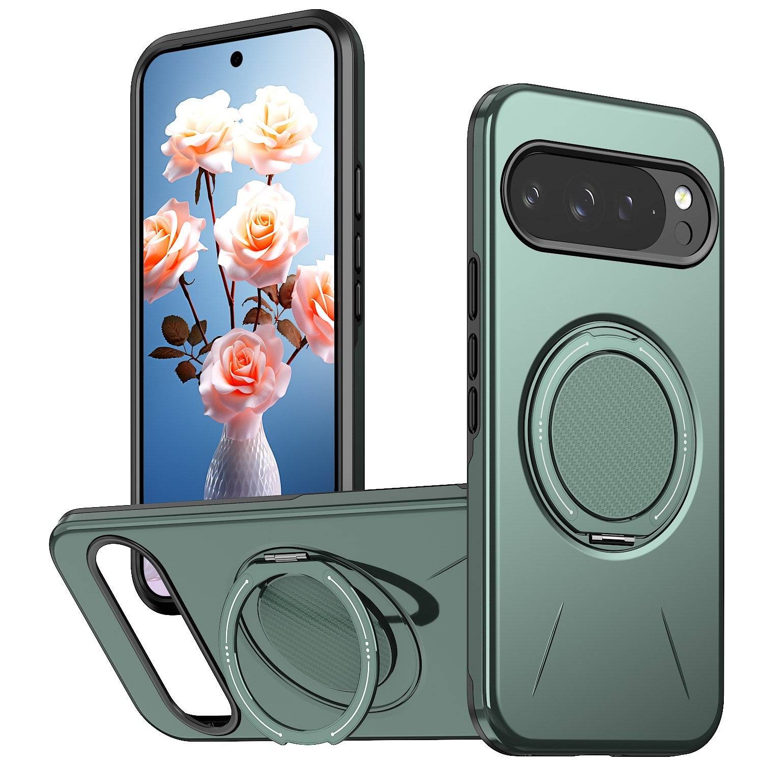 Google Pixel 11 / 11 Pro EIDERWOOD Hybrid Plast Cover m. Roterende Kickstand - MagSafe Kompatibel - Grøn