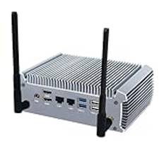 AIOPCWA Mini PC Ryzen 7 7730U (8C16T, up to 4.5GHz) Windows 11 Pro, Fanless AMD Dual LAN Desktop Computer, Barebone, NO RAM NO Storage, Radeon Graphics, HD, WiFi6, BT5.2
