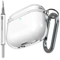 Apple Airpods genomskinliga hörlursfodral med vit rengöringsborste (AirPods1/2,AirPods Pro,AirPods 3,AirPods Pro (2nd generation),AirPods 4)