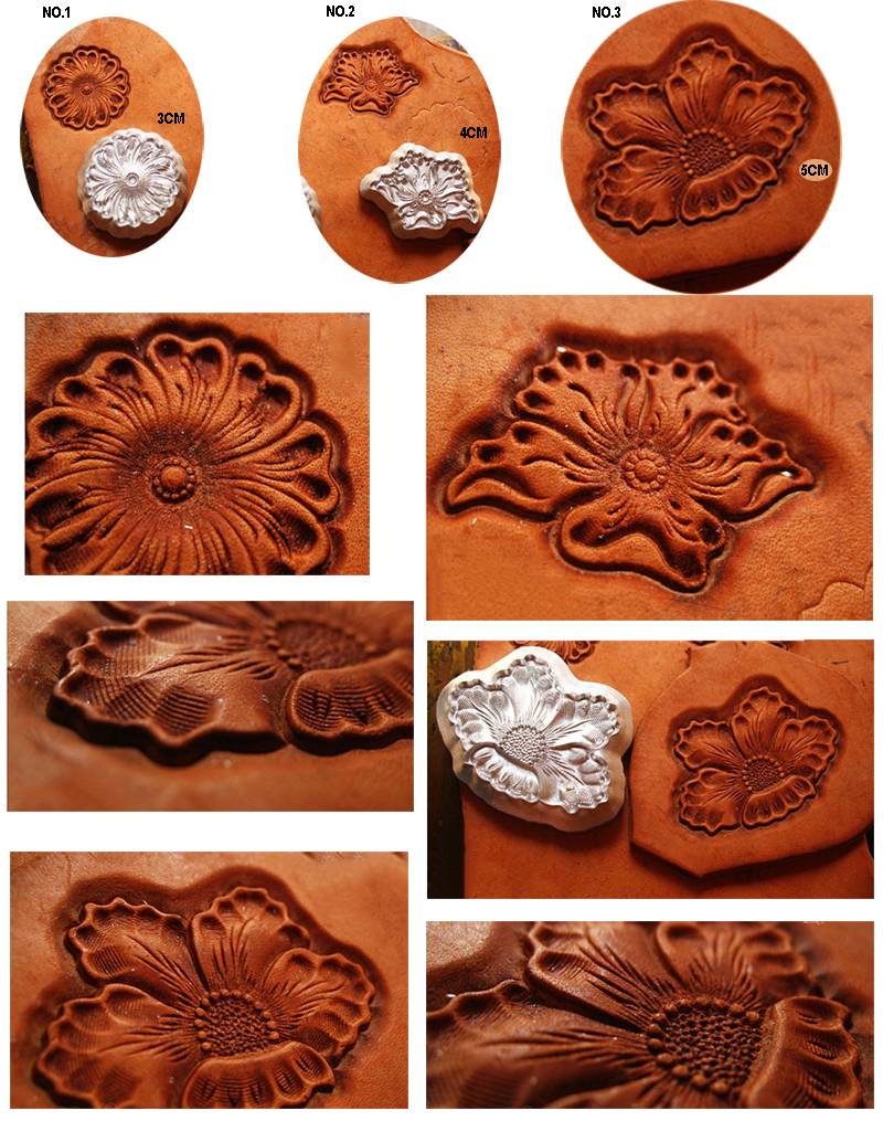 Blommönster handarbete unika läderarbetsverktyg carving stansar stämpel hantverk läder med läder carving verktyg - No1