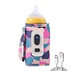 Usb Milk Bottle Warmer Bag, Adjustable Milk Warmer, Travel Milk Warmer Bag, Portable Digital Bottle Warmer with 5 Gear Temperature Settings, Adjustable Heat Keeper for Baby Feeding