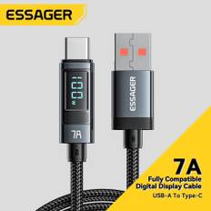 Essager 100W USB Typ C-kabel Snabbladdning för Macbook Pro Xiaomi Samsung Super Charge 7A USB C-laddare Datakabel 1m grå