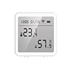 JIANNI Tuya Smart WiFi Temperature Humidity Sensor Indoor Hygrometer Thermometer APP Remote Control with LCD Screen T&H Sensor ℃/℉ Switchable Compatible with Alexa Google Home