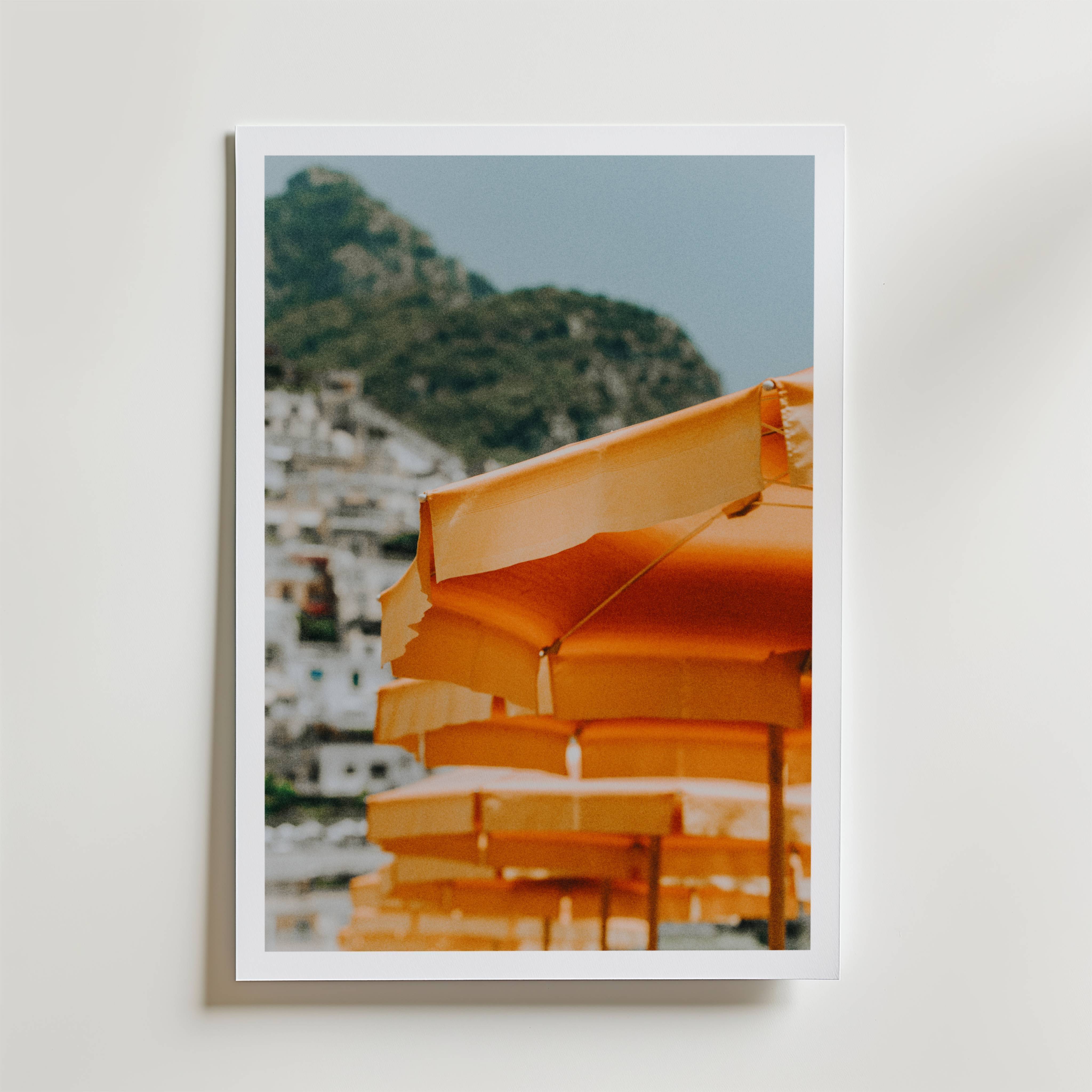 Orange Beach Umbrellas Poster - Premium Canvas 30x40 cm