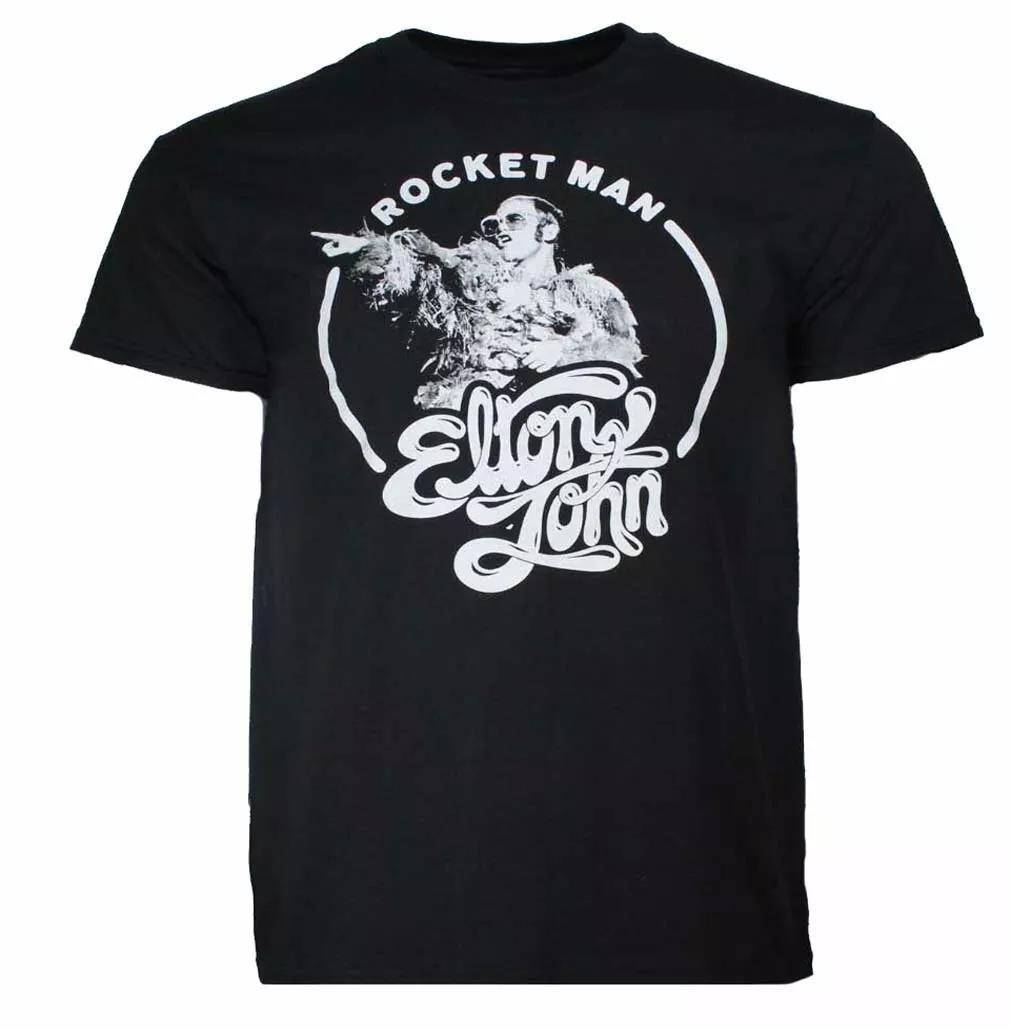 Elton John Rocket Man Cirkel Herr T-shirt Musik Klassisk Band Rock T-shirt Ny Svart cm white