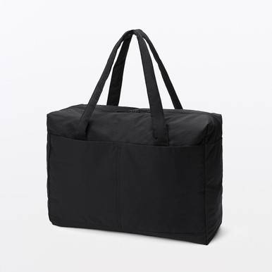 MUJI | Water-Repellent Recycled Nylon Packable Boston Bag - 32 L Black
