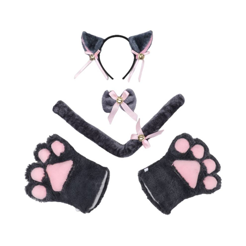 Kattekostumetilbehørssæt, Halloween-kostumetilbehør med katteører-pandebånd og Catwoman-maske, Cosplay-kostumer til kvinder og piger, justerbar