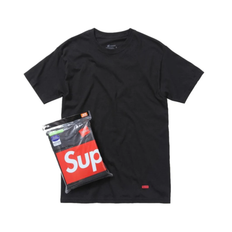 Supreme Hanes Tagless T-shirt (3 stk.) "Black" - S