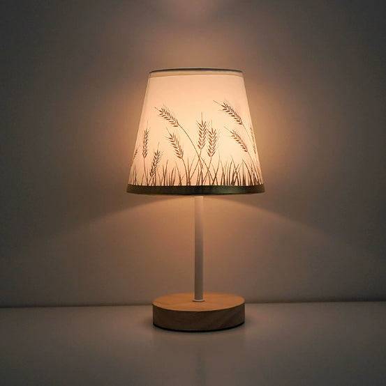 Solid Wood Fabric Iron Lamp Bedroom Bedside Lamp - Solid wood wheat ears / Solid Wood Linen