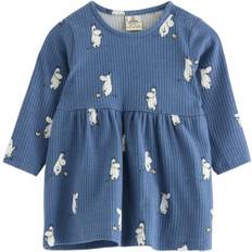 Lindex Ribbed Dress in Soft Cotton Jersey Str 74 - Light Dusty Blue Kjoler hos Magasin
