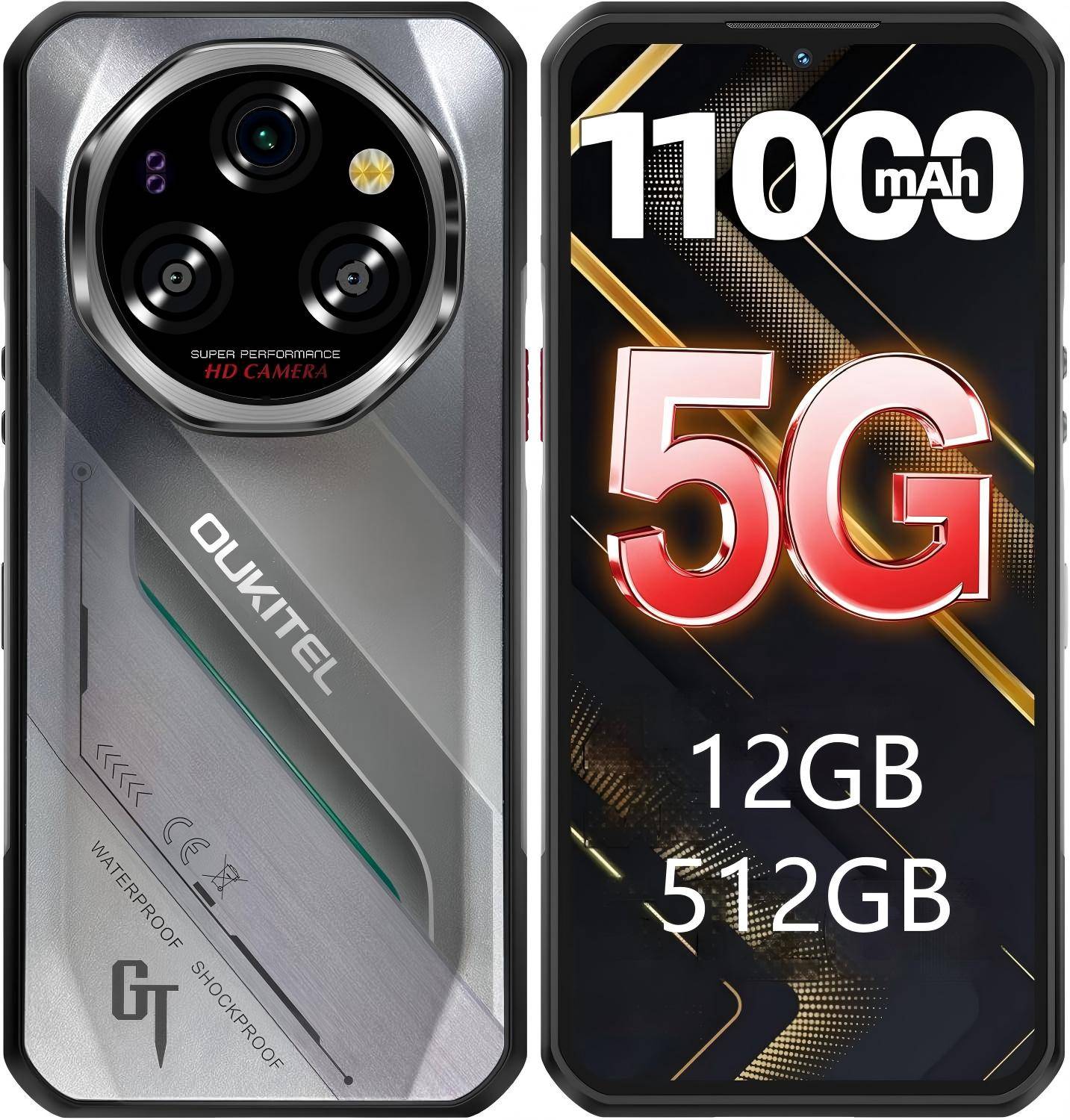 OUKITEL WP62 5G Cellhone 12GB+512GB 11000mAh 6.58 Display 108MP Android 15