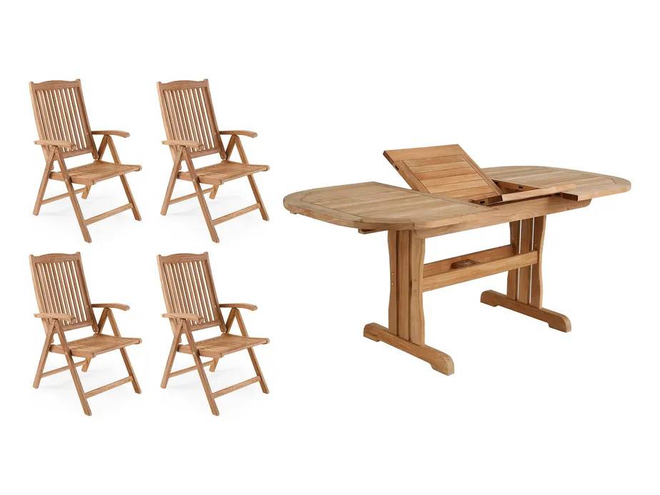 Brafab Veronica & Melbourne matgrupp Teak 4 positionstole & bord 190-240x100 cm