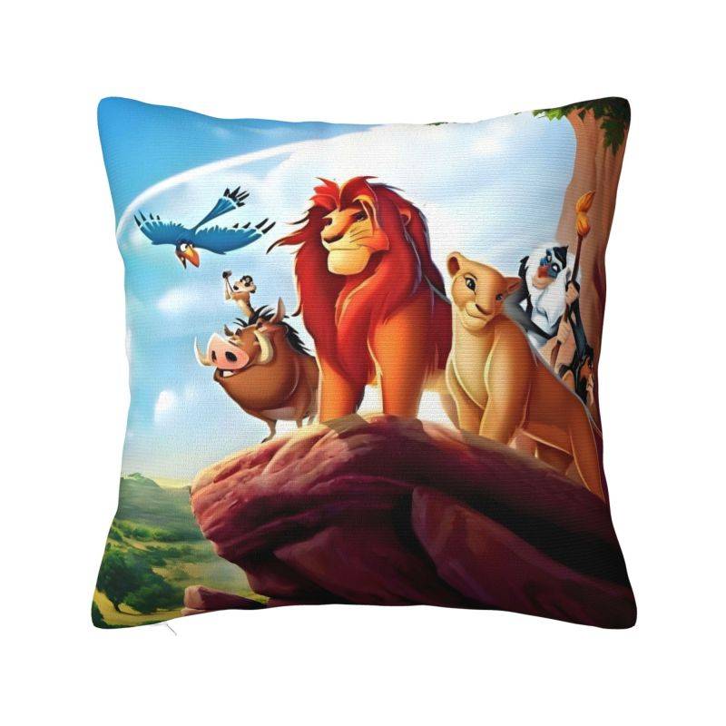 Disney Tecknad film Lejonkungen Kuddfodral 45x45cm Vardagsrumsdekoration Söt Kawaii Anime Kuddfodral för Soffa Fyrkantigt Kuddfodral