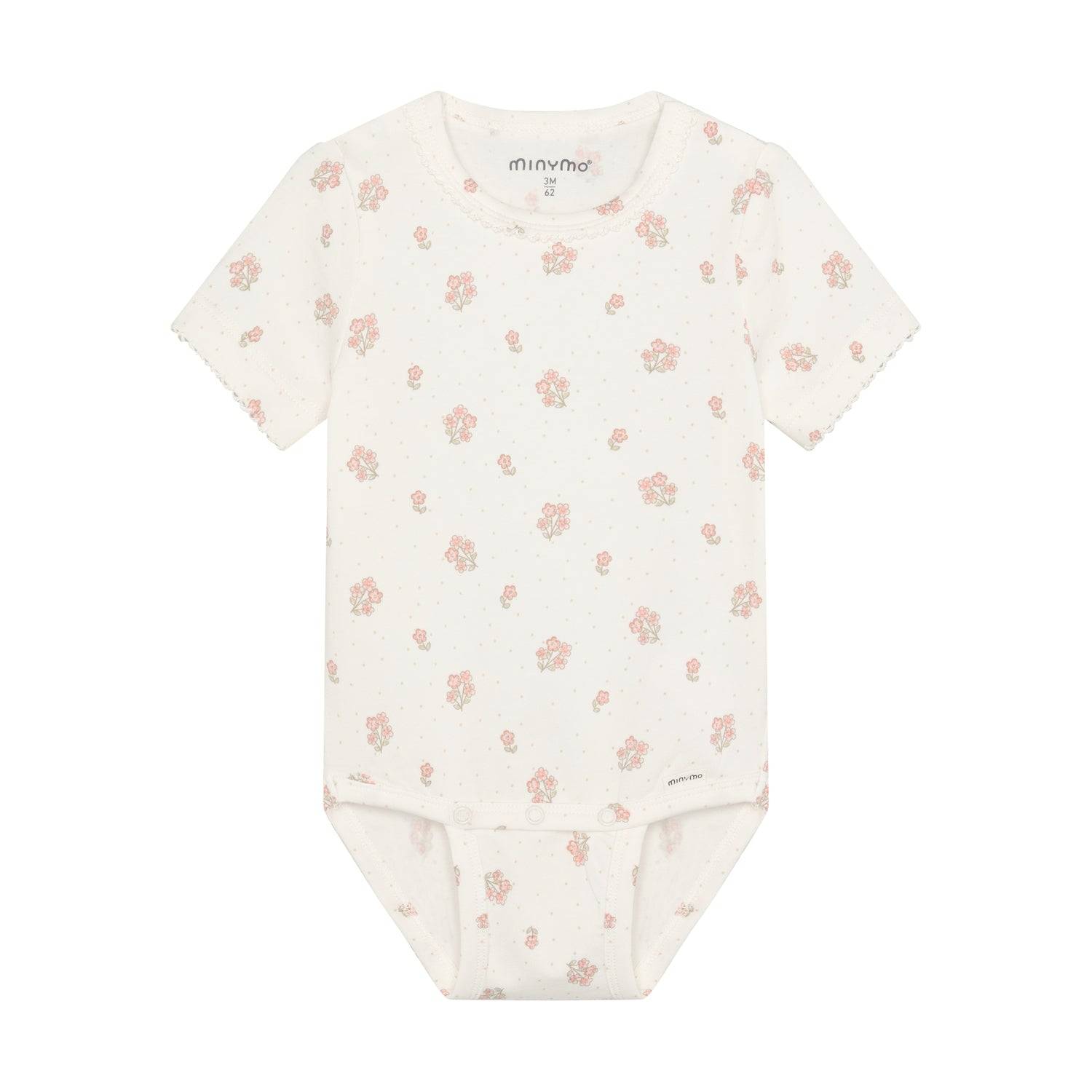 Minymo - Hvid kortærmet body med blomster 114302.