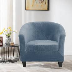 Piece Tub Chair Slipcovers, Upgraded 2 In 1 Design For Stretch Velvet Armchair With Cushion Cover, Non-slip Club Bucket Chairs, Sofa Slipcovers (navy grey