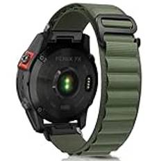 ZoRoll 26 mm QuickFit armband för Garmin Enduro 3/Garmin Fenix 8 51 mm/Fenix 7X/6X GPS/6X PRO, justerbar nylon G-krok ersättningsarmband för Garmin Fenix 5X Plus/Descent mk1 – grön