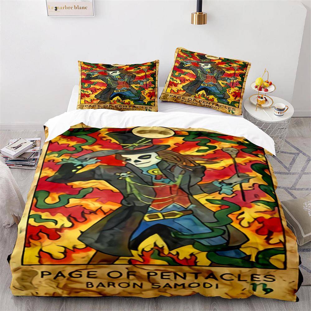 Mystisk Tarot Påslakanset med Örngott Queen King Size Polyester Täcke Överdrag Spådomselement Tarotkort 70x133cm 2pcs