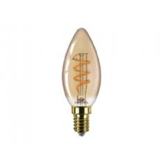 Philips Vintage - LED-filament-lyspære - form: B35 - E14 - 3 W (tilsvarende 25 W) - klasse G - varm flamme-lys - 2200 K - transparent guld-rav