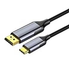 USB C till DisplayPort-kabel (1,8 m), USB typ C till DisplayPort 4K @ 60 Hz flätad kabel, Thunderbolt 3, kompatibel med MacBook Pro/MacBook Air/iPad Pro 2018, 2017 iMac, Dell XPS 15/13 med mera