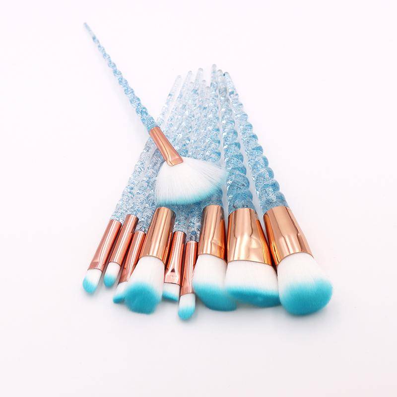 10 st Unicorn Crystal Makeup Borstar Set Beaut Cosmetic Brush Tool rosa