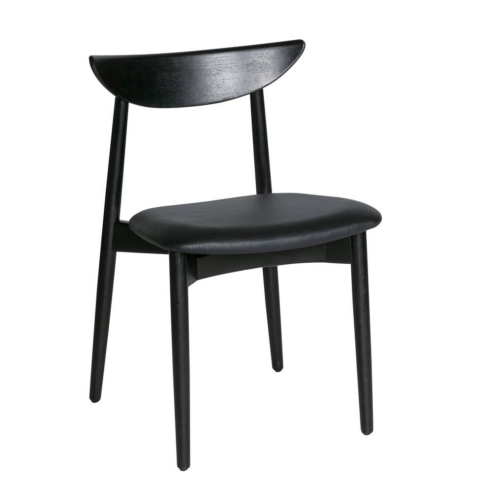HASLEV SYMPHONY STOL 02 SORTBEJDSET LAKERET EG SORT LÆDER POLSTRING -43