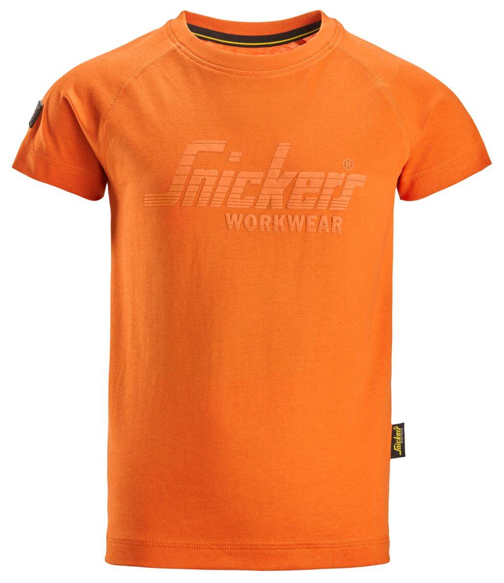 7514 T-shirt med logo, junior - Varmorange (158/164)