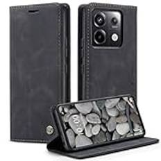 Cracedily Skal för Xiaomi Redmi Note 13 Pro 5G Case, Läderfodral Plånbok Skal, [Kortplatser] [Kickstand] stöttåligt folio flipfodral Wallet Leather Cover för Xiaomi Redmi Note 13 Pro 5G, Svart
