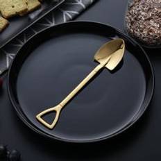 Rostfritt stål järn spade färgglad titan form dessert sked mat kaffe glass omrörning godis te sked