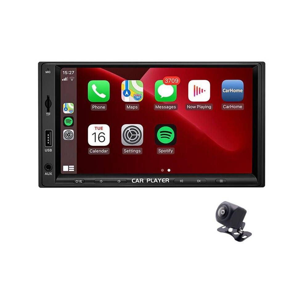 7 Inch Double Din Car Stereo with Wireless Carplay Android Auto, Car Radio with FM Mirror Link Backup Camera