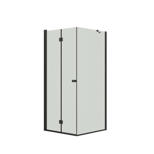 Dansani Match hörndusch, modell B+D, 77x77 cm, klart glas, svart profil