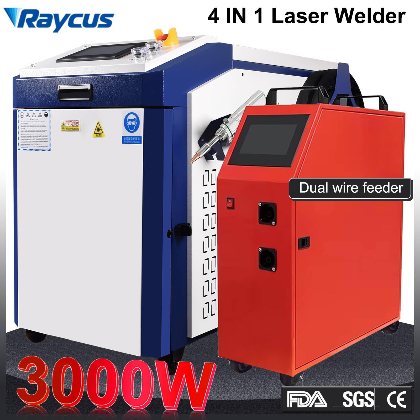 Raycus 4 IN 1 Laser Welder Welding Cutting Cleaning Soldering Machine for Metal 1500W 2000W 3000W Laser Welder SUP28T Laser Gun
