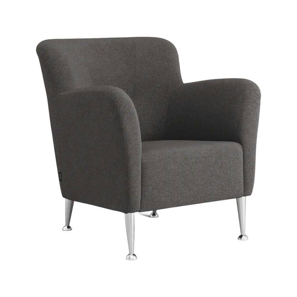 Swedese Nova Easy Lounge Chair - Aluminium Brushed Svensson Rami 8700 Brown-Grey