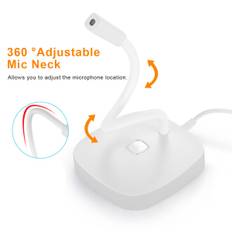 Desktop Computer Microphone USB Wired Microphone 360 Degrees Omnidirectional Condenser Mic kall vit färg