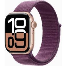 Apple Watch Series 10 Aluminium 42 mm (2024) | GPS + Cellular | rosa guld | Sport Loop | blomme