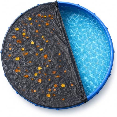 Poolskydd runt – extra tjockt 200 g/m² presenning – UV-resistent sol sommar och vinter, poolpresenning svart – poolpresenning (420 – 460 cm (Ø 520 cm))