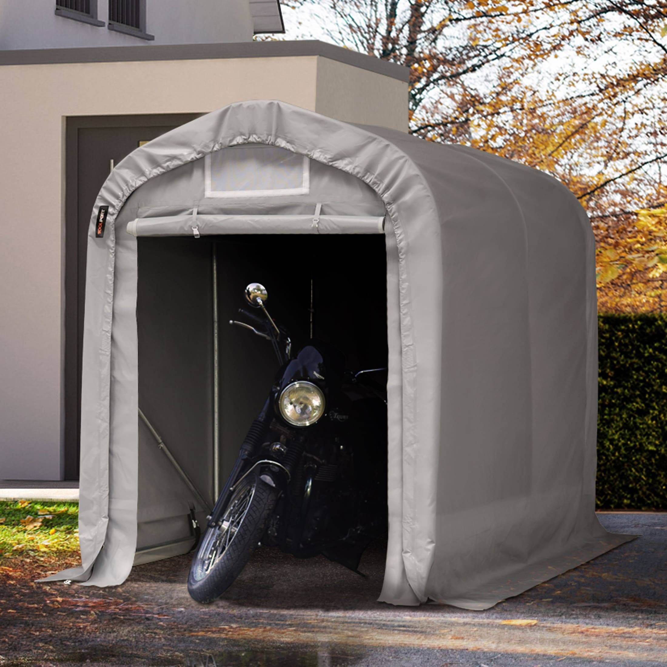 Garagetält 1,6x2,4m, PVC duk, grå, utan säkerhetspaket - (67834)