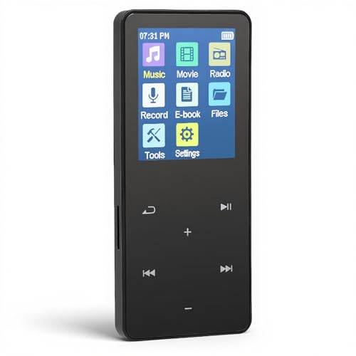WiFi Mp3-spelare med Bluetooth, 8G MP4-spelare med 1,8-tums Pekskärm, HiFi Loseless HiFi-ljud, Bärbar Digital Musikspelare, Lång Batteritid för Sportgåvor Springande Barn (Svart)